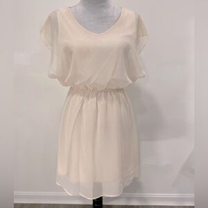Pale cream pink mini dress with delicate sparkles, size M